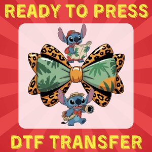 Stitch Coquette Png, transfert DTF Lilo and Stitch Bow, personnage de dessin animé chemise Png, transfert DTF Safari Stitch Bow, impression animal dtf