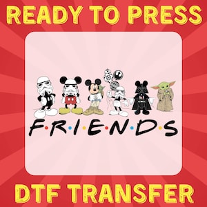 Star Wars Friends DTF Transfer - Mickey and Baby Yoda Stormtrooper Darth Vader Ready to Press Heat Transfer for T-Shirts, DTF Transfer