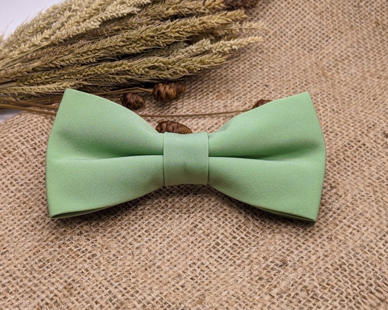 Sage Green Bow Tie Sage Bow Tie Mens Bow Tie Solid Satin Etsy