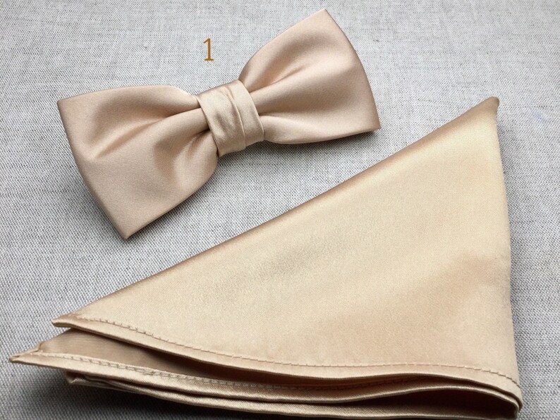 Champagne Bow Tie & Pocket Square Set Champagne Bowtie for Etsy