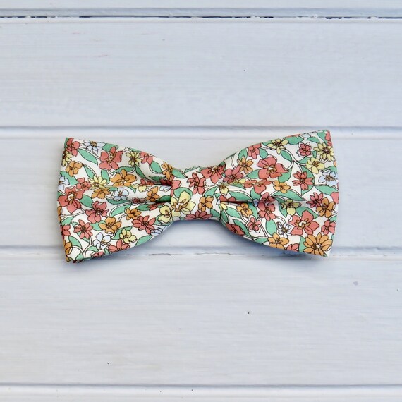 Mint Coral Floral Mens Bow Tie Summer Bow Tie Spring Bow - Etsy