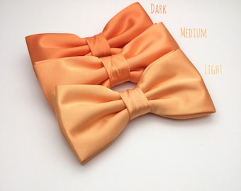 Homme noeud papillon Mango Tango Orange noeud papillon Satin Uni massif noeud papillon pour mariage marié garçons d'honneur homme garçon enfant bébé douche avec noeud cadeau cadeau