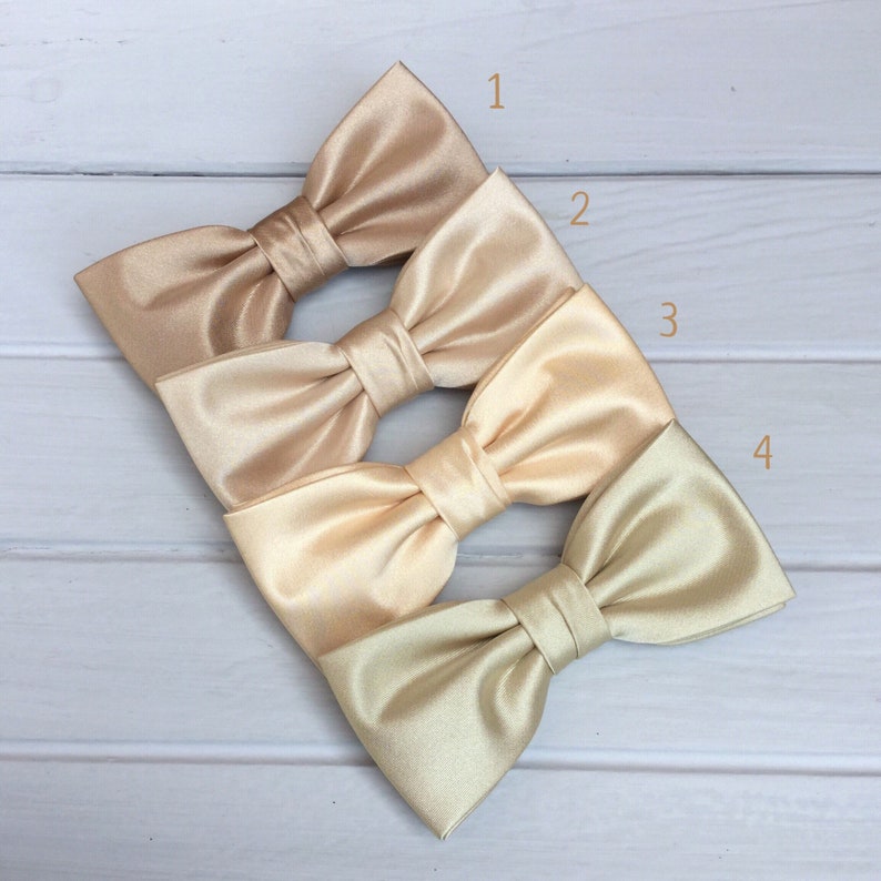 Champagne Satin Bow Tie Champagne Gold Bowtie Dark Champagne - Etsy