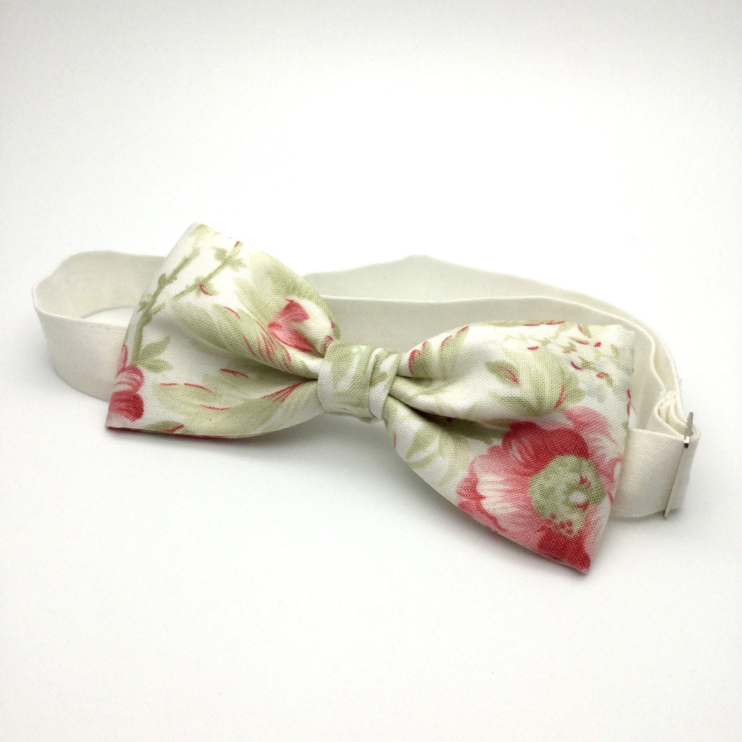 Floral Mens Bow tie Off White Bow tie Cotton Bowtie Pre tied Etsy