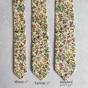 Wildflower Tie Floral Narrow Necktie Wedding Tie for Groom and Groomsmen Floral Skinny Tie with Pocket Square Men Necktie Wild Flower image 2