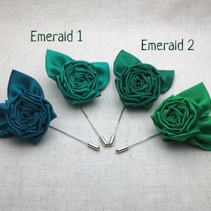 Emerald Green Flower Lapel Pin, Jade Flower Boutonnière Pin, Teal Rose Lapel Pin Wedding, Green Lapel Pin for Groom & Groomsmen
