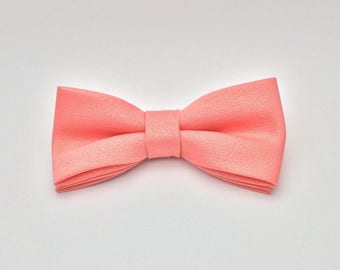 Mens Bow Tie, Coral Bow tie, Plain BowTie, Solid Coral Bow tie, Bow Tie for Wedding, Groom Groomsmen Bow Tie, Kid Bow Tie, Baby Boy Bow Tie