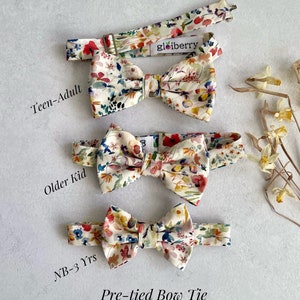 Floral Bow Tie Wedding Wildflower Groom Bowtie Best Man Pocket Square Groomsmen Accessories Wedding Pageboy Bow tie Ring Bearer Bow tie image 3