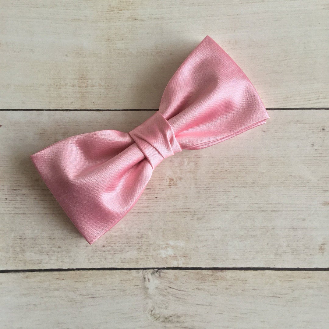 Dusky Pink Bow Tie, Dusty Pink Bow Tie, Solid Satin Bow Tie, Mens Bow