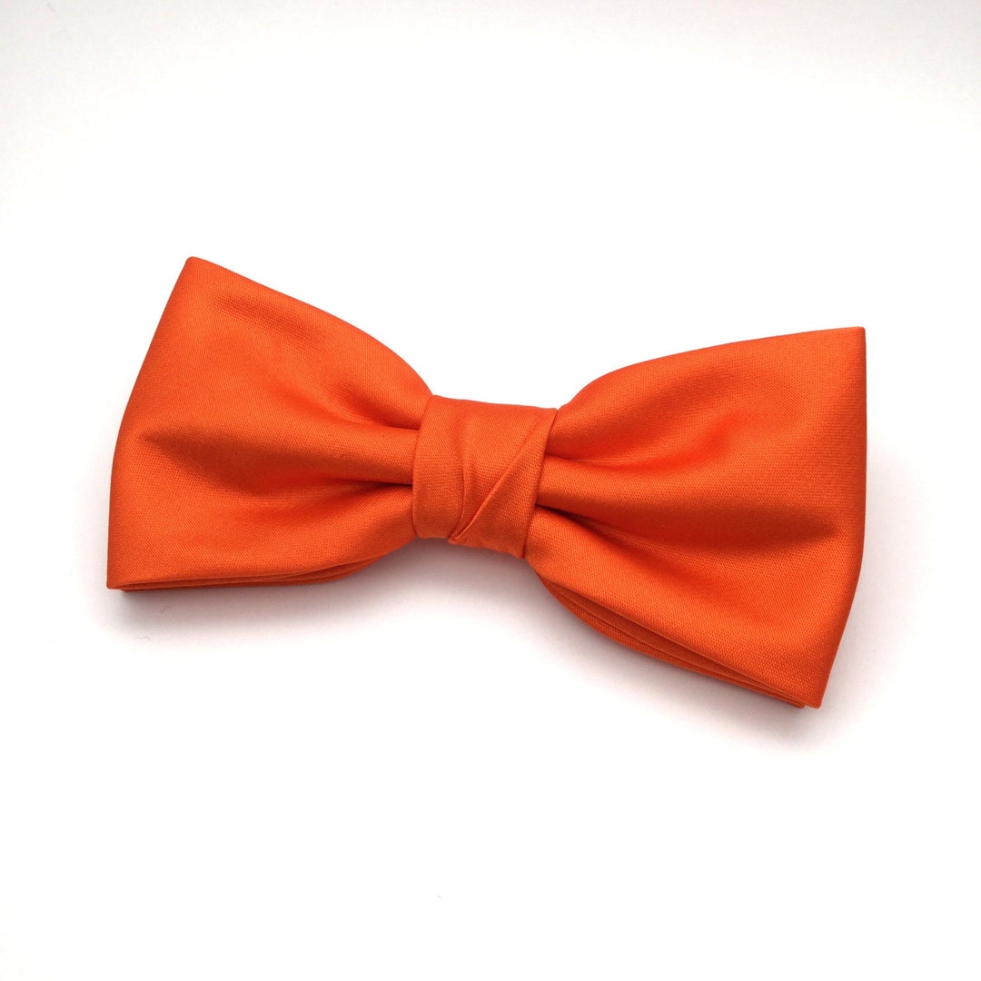Men Bow Tie Tangelo Orange Bow Tie Satin Plain Solid Bowtie - Etsy UK