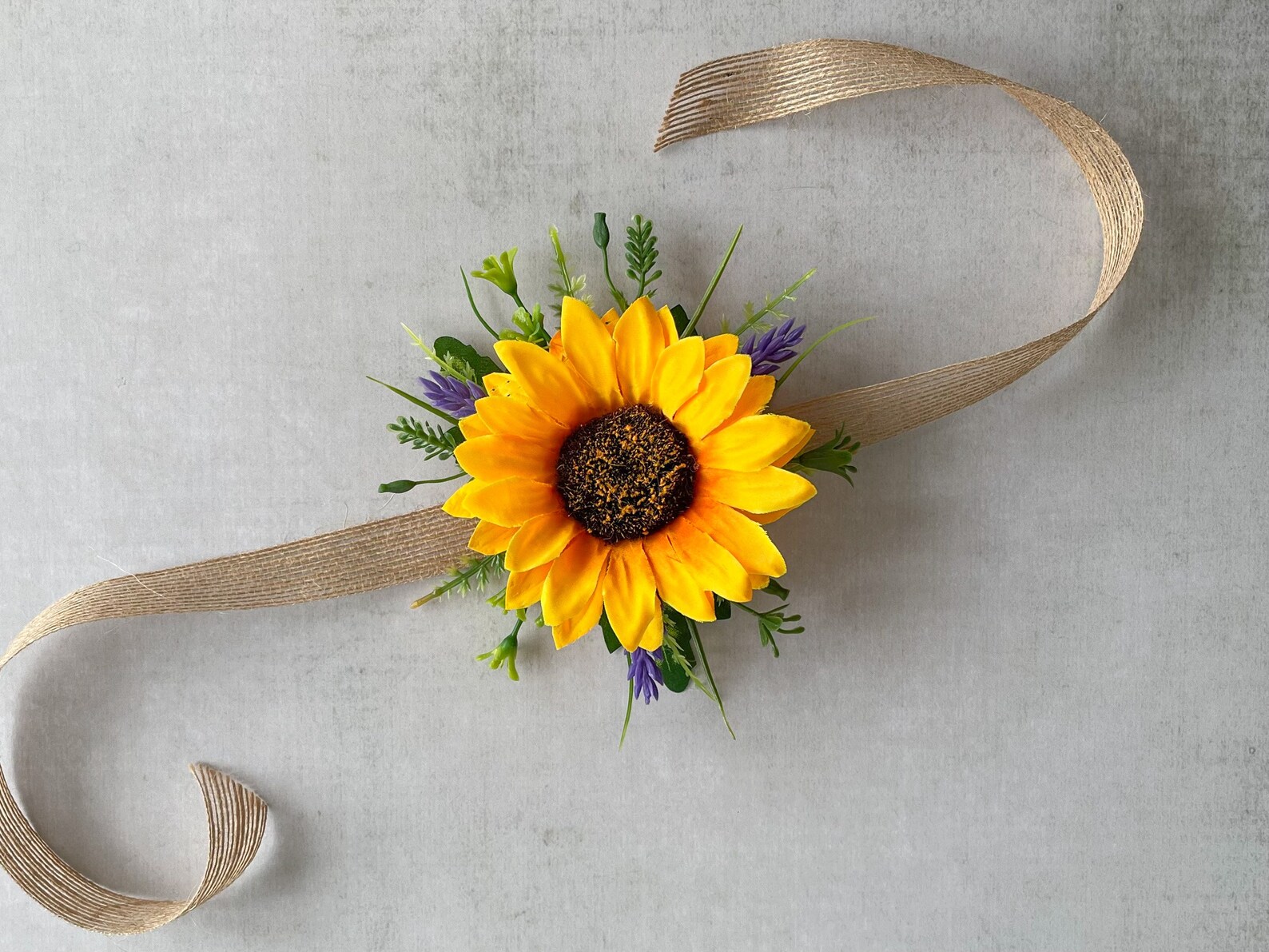Big Sunflower Wrist Corsage Rustic Sunflower Boutonnières Etsy