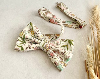 Wildflower Floral Bow Tie Wedding Bow Tie Groom and Groomsmen Floral Bowtie with  Pocket Square Set Best Man Bow Tie Ring Bearer Bow tie Kid