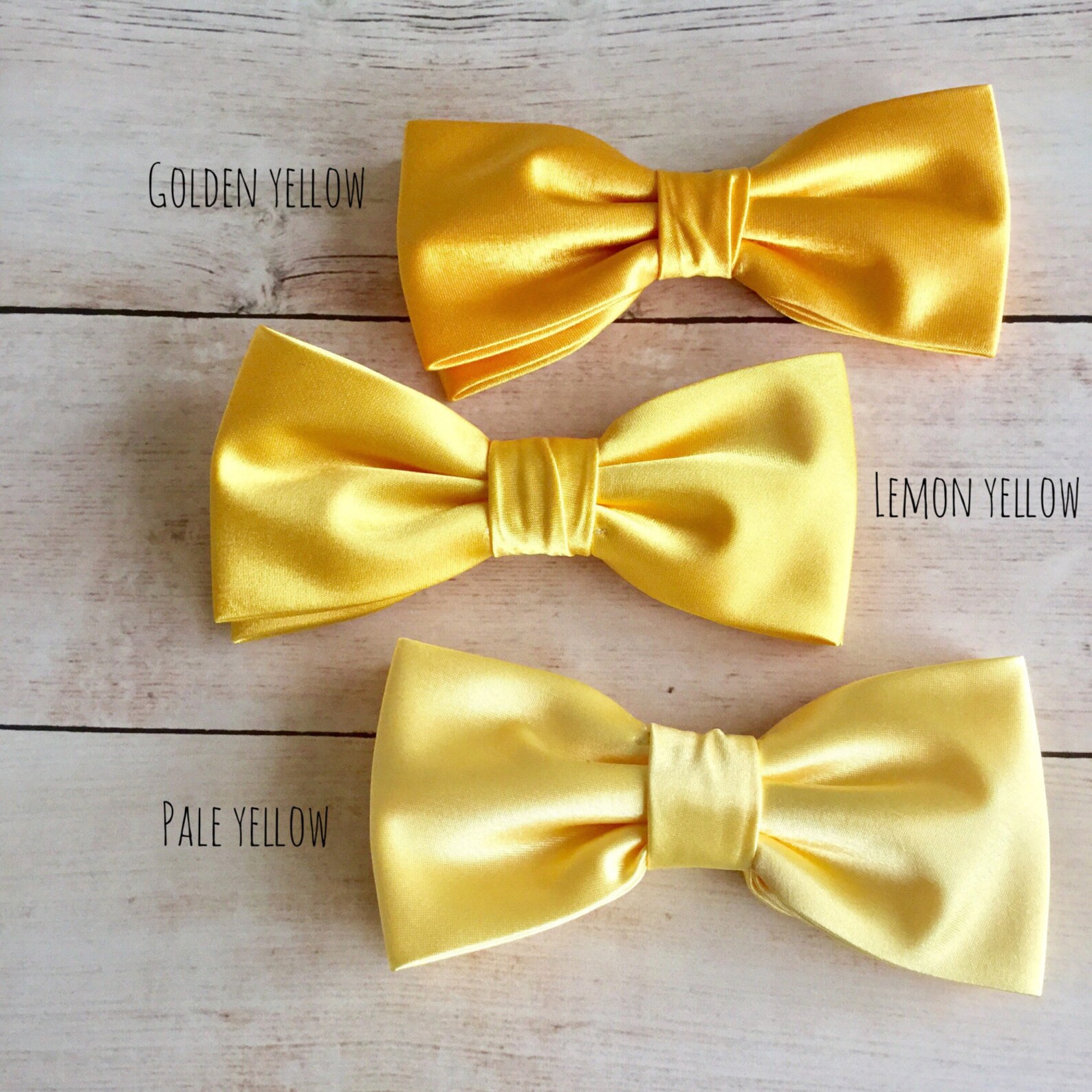 Golden Yellow Satin Bow Tie Lemon Yellow Bowtie Pale Yellow Etsy UK