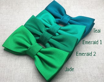 Wedding Bow Tie | Mens Satin Bow Tie | Solid Green Bow Tie | Teal Green Jade Dark Green Emerald Bow Tie Groom Groomsmen Boy Baby Shower Gift