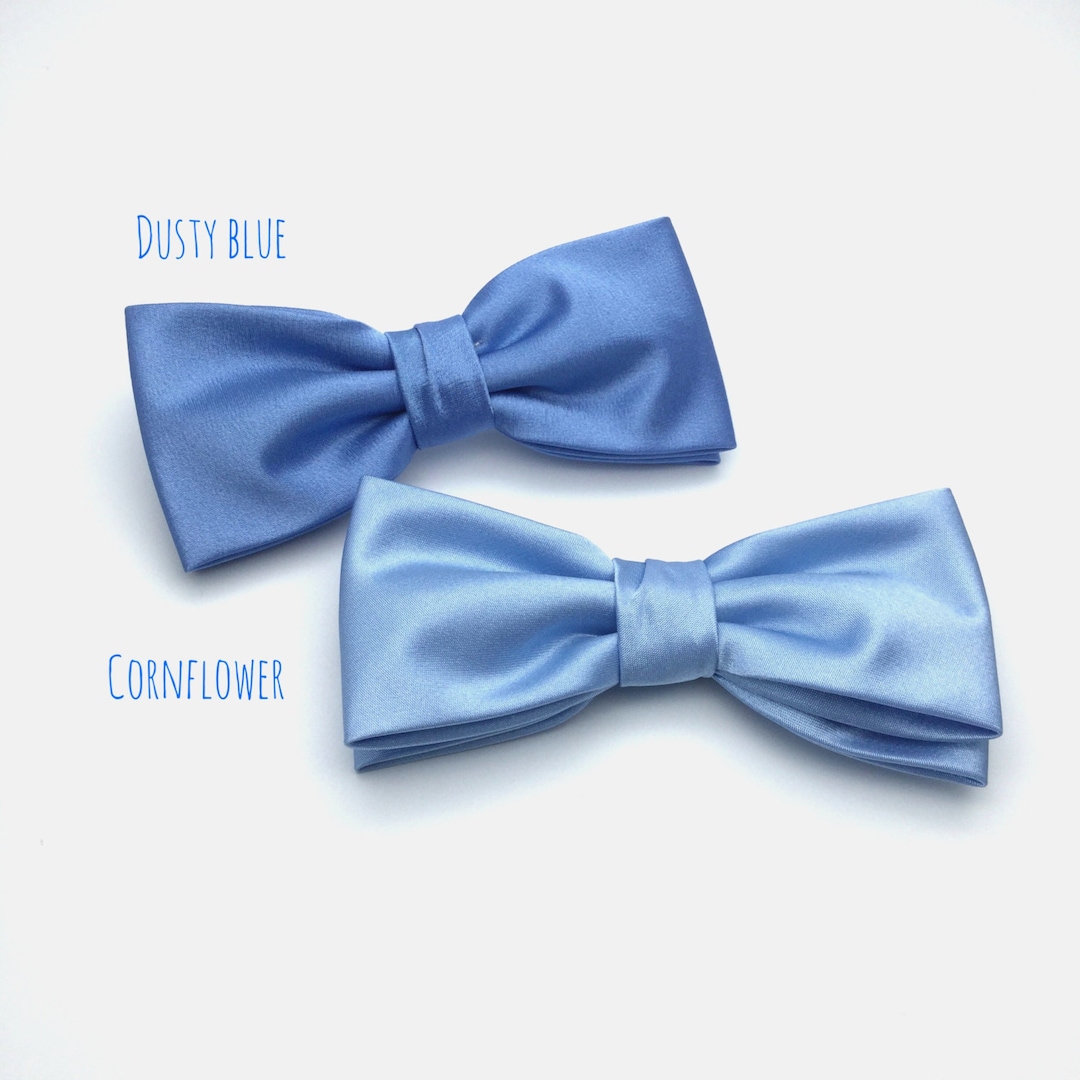 Satin Mens Bow Tie, Solid Bowtie, Cornflower Blue Bow Tie