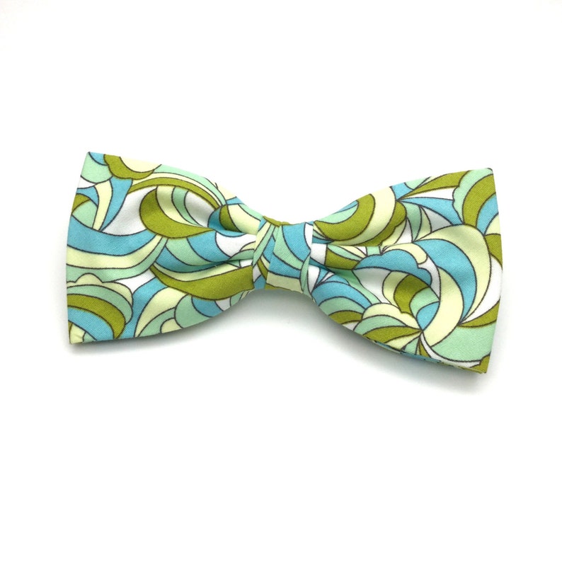 Mens Bow tie Cyan Aqua Blue Lime Green Retro Pre tied Wedding Etsy