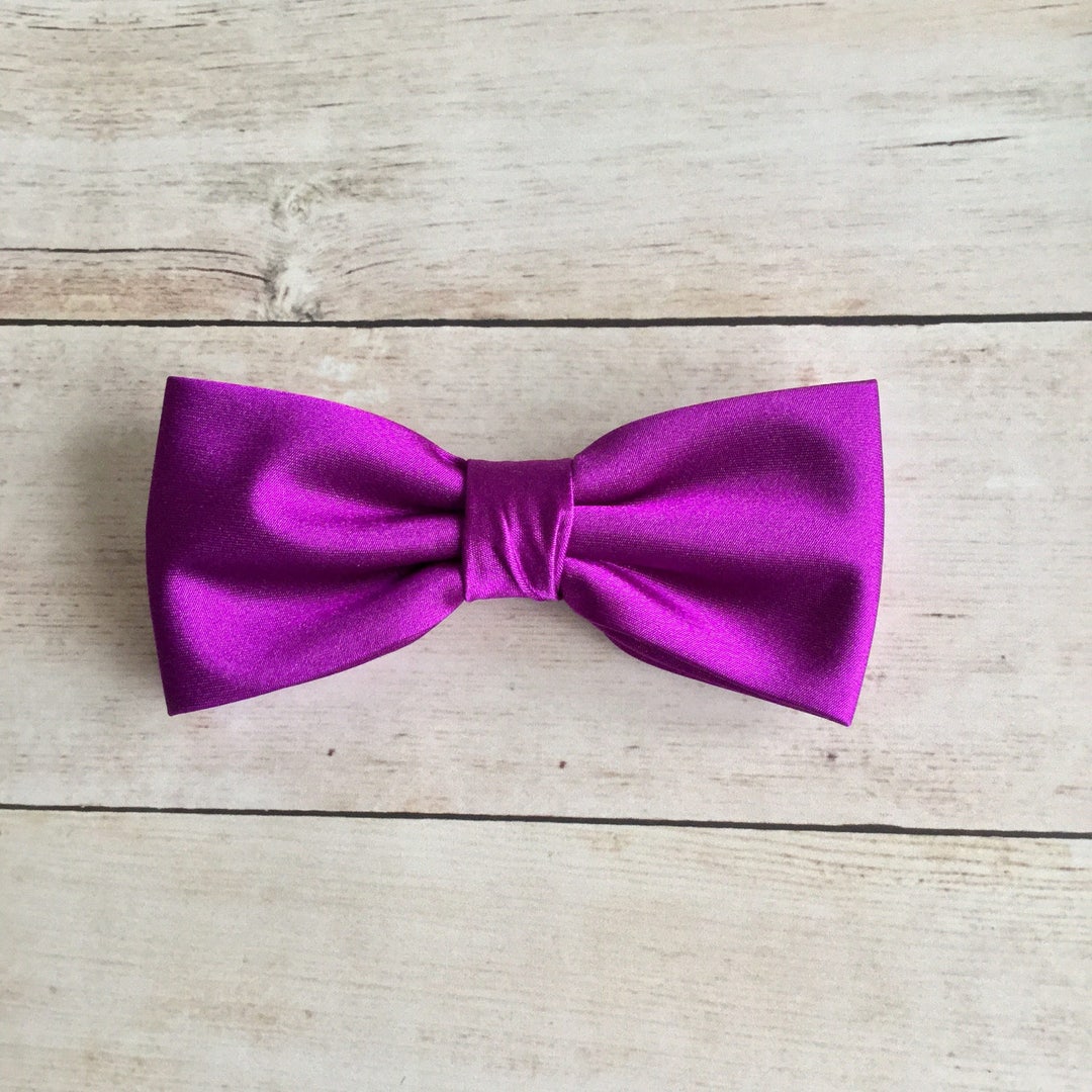 Purple Bow Tie, Mens Bow Tie, Solid Satin Bow Tie, Bow Tie for Wedding