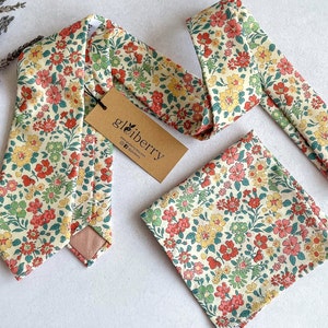 Floral Ties for Garden Wedding Summer Necktie Spring Wedding Gift for Groomsmen Groom Neck tie Flowery Pocket Square Wedding Accessories