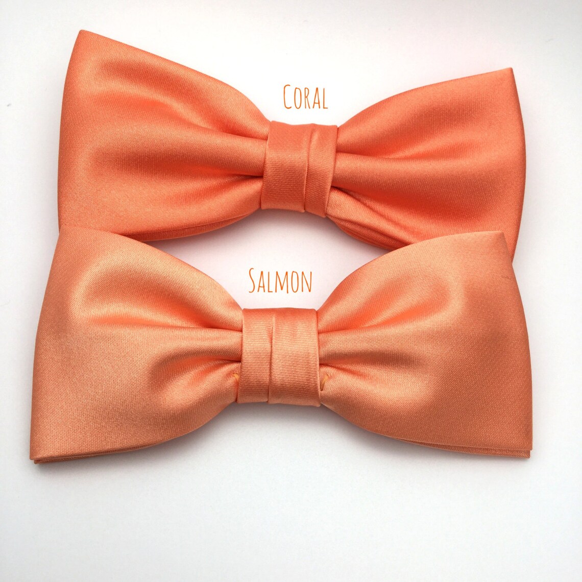 Mens Bow Tie Coral Salmon Bow Tie Satin Plain Solid Bowtie for Etsy UK