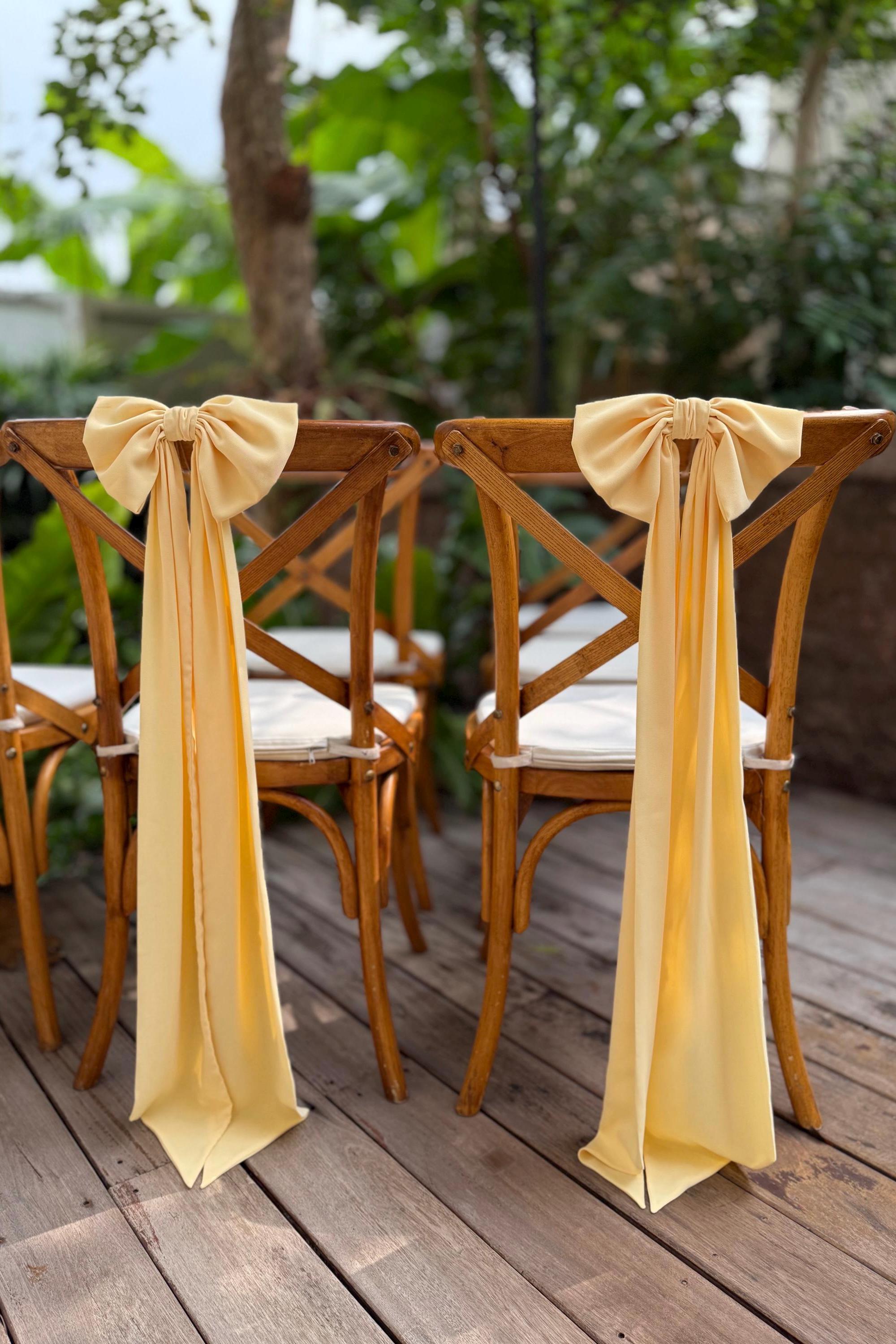 12-16PCS Chiesa Matrimonio Pew Archi con lunghe code di tulle Sedia Decorazione corridoio Decorazione auto di nozze per la cerimonia di decorazione del corridoio della chiesa  15