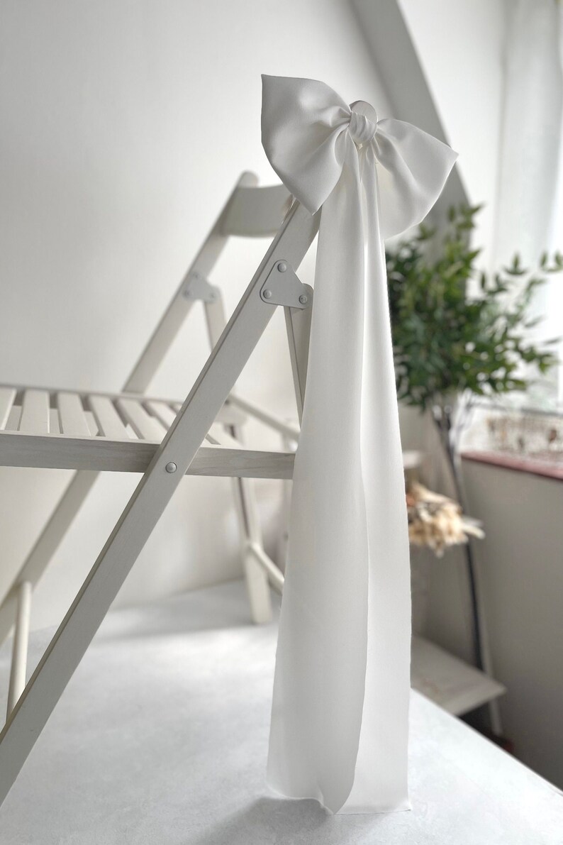 White Bow for Aisle Chair Chiffon Bow Marker Church Pew Decor White