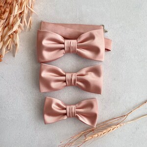 Rose Gold Bow Tie, Mens Bow Tie, Solid Satin Bowtie, Bow Tie for ...