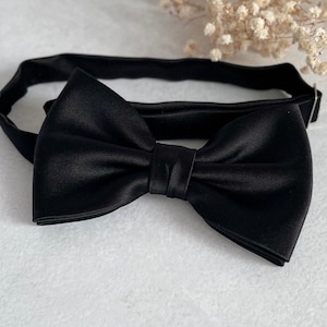 May include: A black satin bow tie with an adjustable strap.