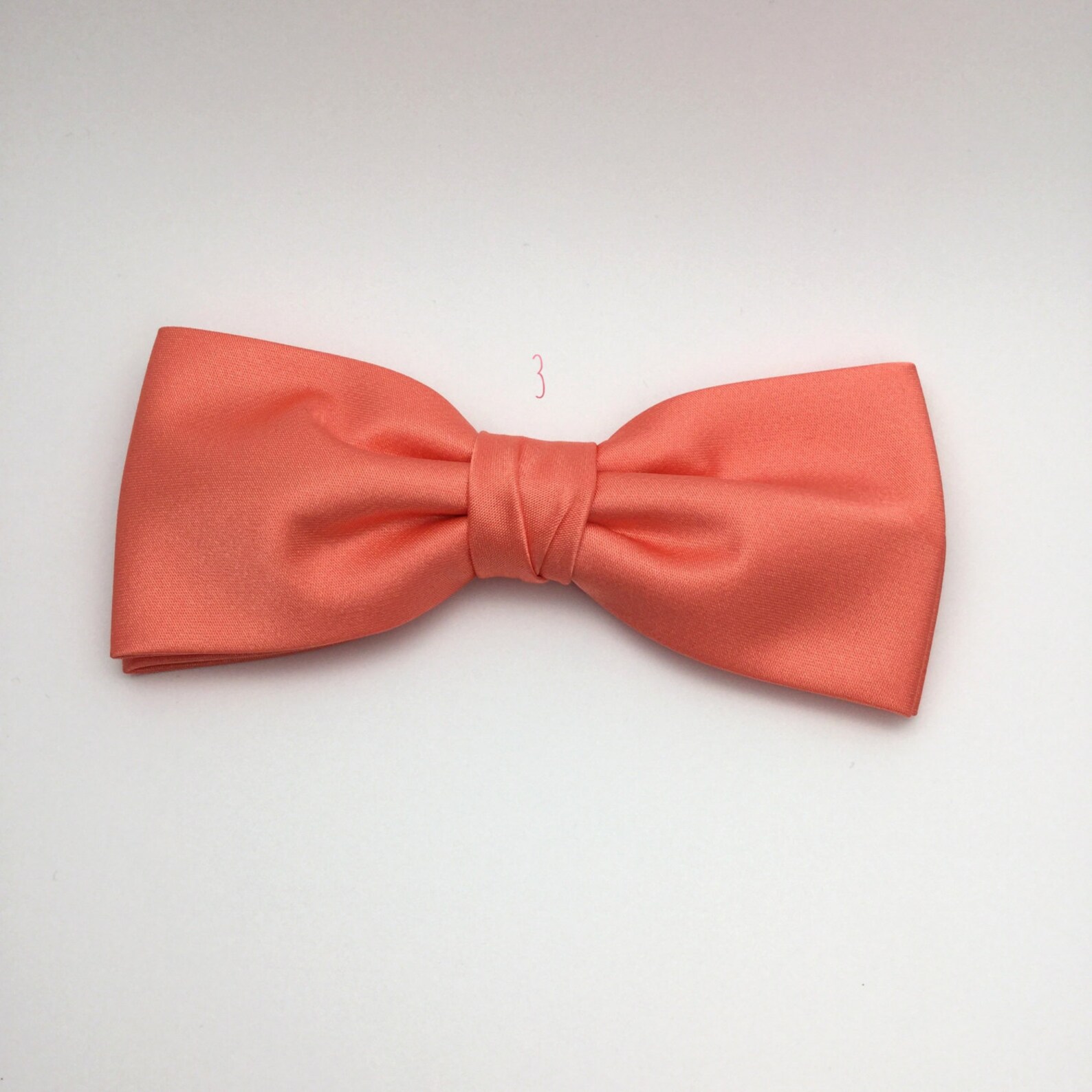 Men Bow Tie Coral Salmon Pink Bow Tie Satin Plain Solid Etsy