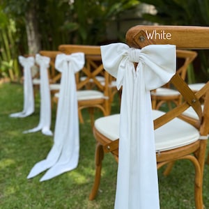 Fiocco di chiffon bianco per sedia da corridoio, fiocco avorio, decorazione per panca della chiesa, fiocco di chiffon avorio per sedia da matrimonio, fiocco bianco per decorazione di ghirlande nuziali