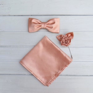 Rose Gold Bow tie, Rose Lapel pins & zak plein, Rose Gold Bowtie voor bruiloft, Rose Gold Bow tie, Mens Bowtie, Groomsmen BowTie, revers speld