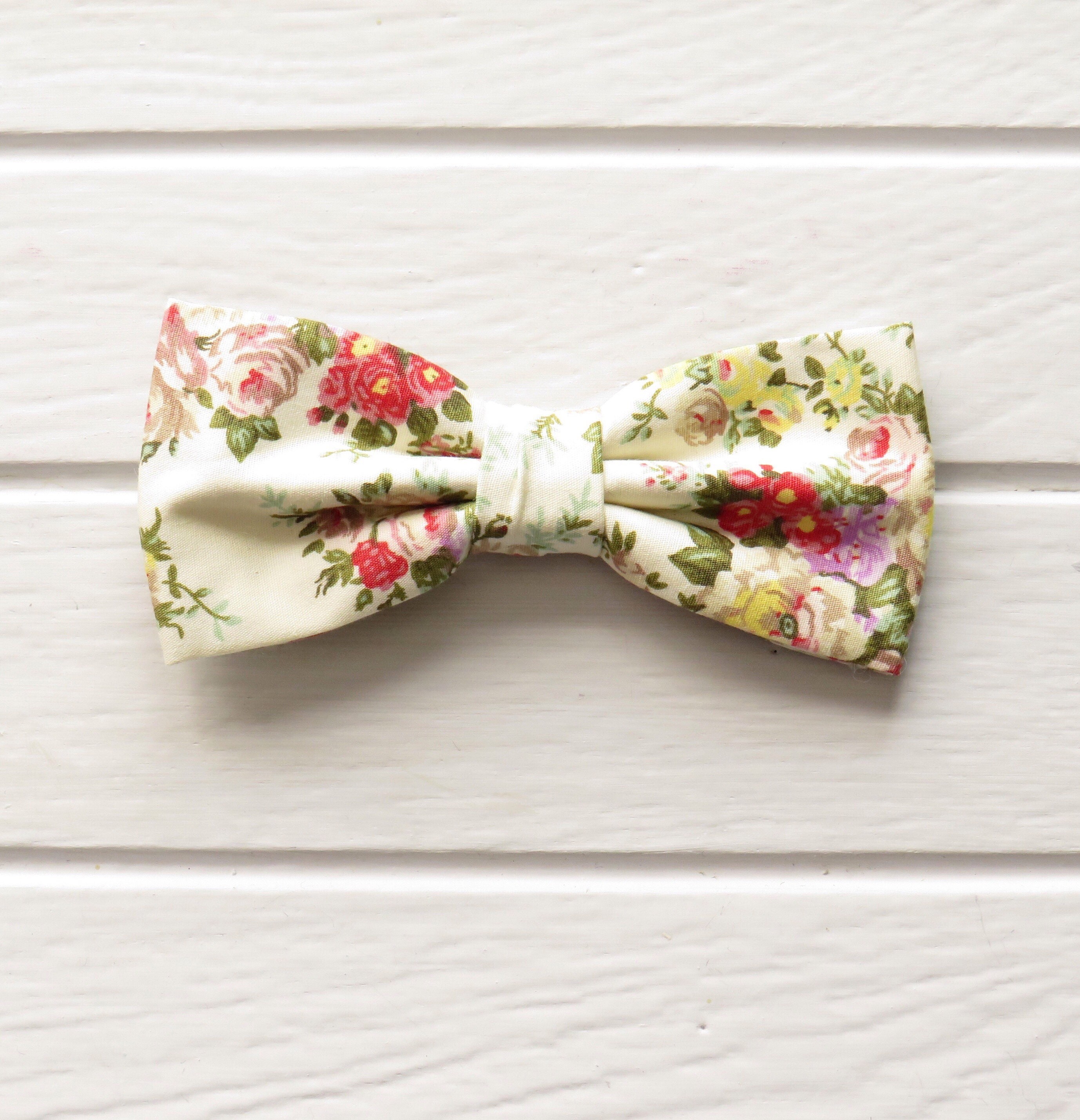 Floral Cream Bow Tie Mens Floral Bowtie Bow Tie for Spring Etsy Australia