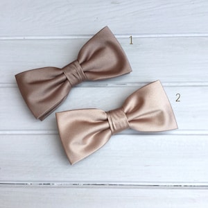Mens Bow Tie, Taupe Bow tie, Neutral Satin Solid BowTie, Bow Tie for Wedding, Bow Tie for Groom Groomsmen, Kid Bow tie, Baby Bowtie