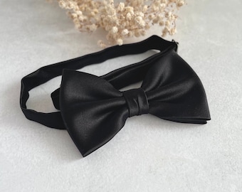 Black Bow Tie Silky Satin Men Black Tie Attire Bowtie for Formal Occasion Men Neckwear Children Black Bow Tie for Wedding Baby Boy Bow tie