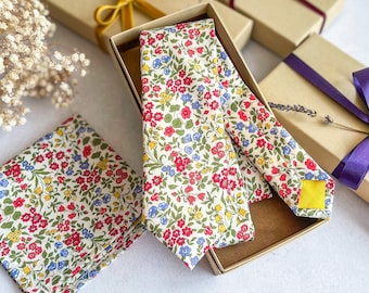 Gift for Him, Liberty of London Necktie, Lilibet Tana Lawn Cotton Tie, Father’s Day Gift, Premium Necktie, Floral Necktie for Husband
