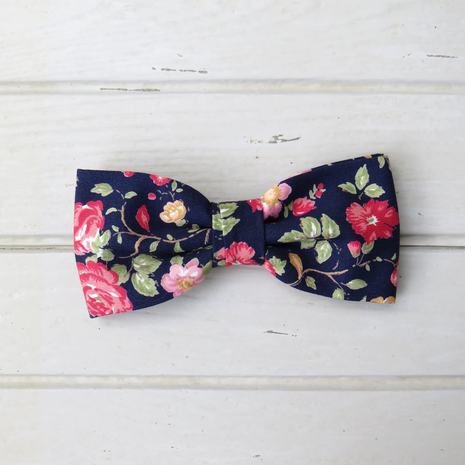 Navy Blue Floral Red Rose Bow Tie Summer Bow Tie Spring Bow Etsy UK