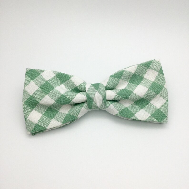 Mens Bow Tie Sage Green Checked Plaid Pre Tied Bow Tie Wedding Etsy