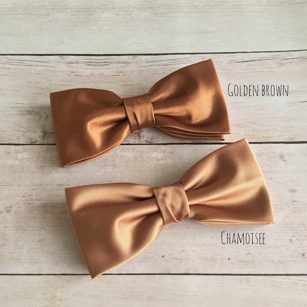 Golden Brown Satin Bow tie, Chamoisee Bowtie, BowTie for Mens, Wedding Bow Tie, Bow tie for Groom & Groomsmen, Mens Bowtie, Kid Bowtie