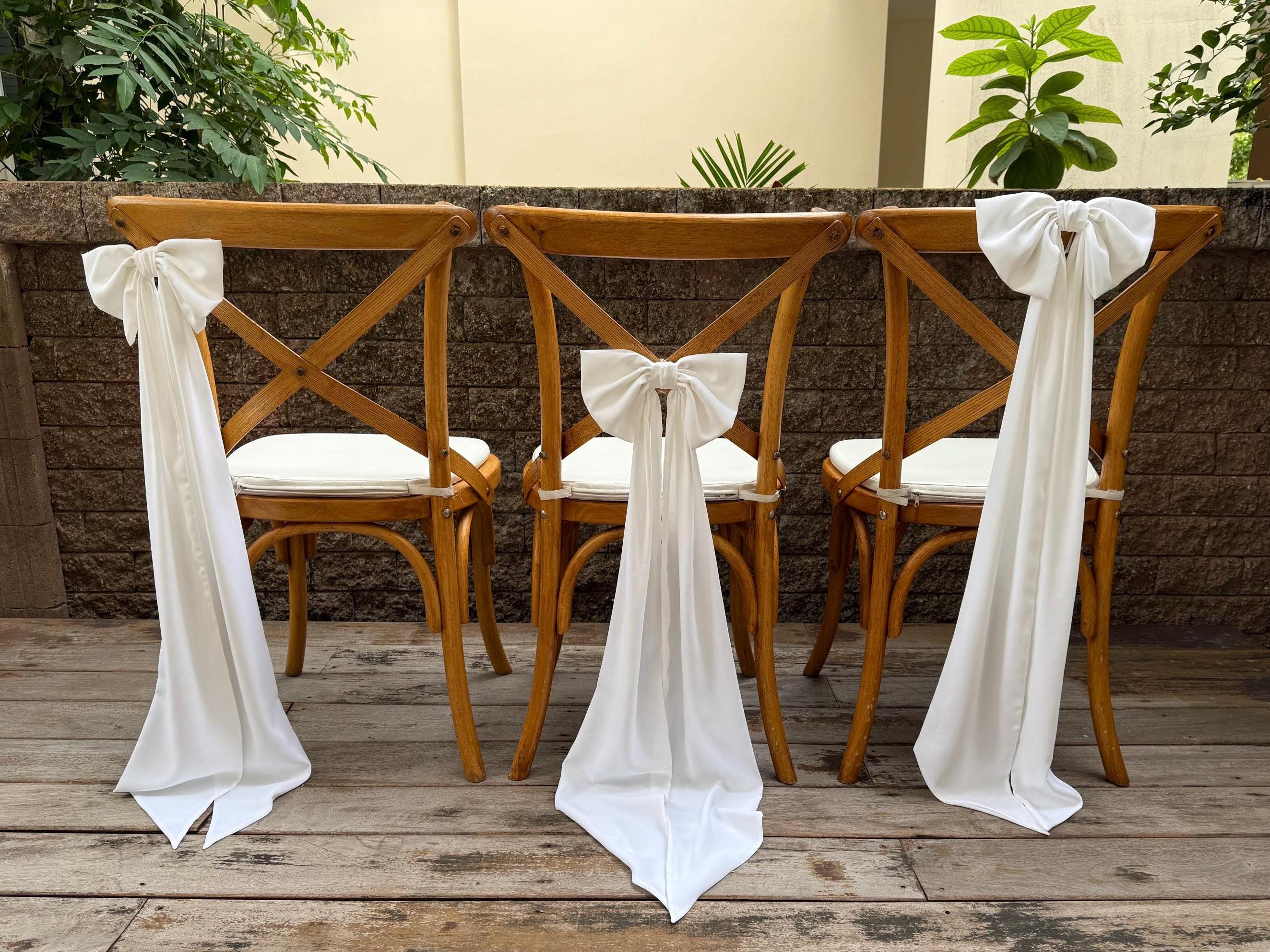 Fiocchi Decorativi Per Sedie Da Matrimonio, 24 Pezzi, 80 Cm, In Tulle Con Strass Oro, Per Corridoio E Cerimonie - 2