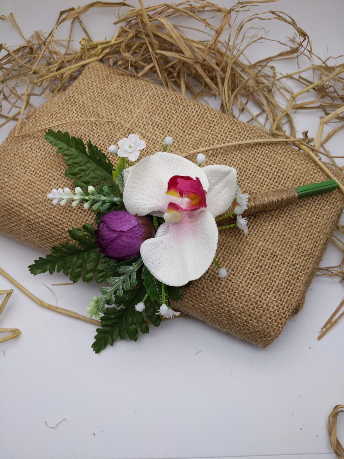 Orchid Flower Buttonhole Orchid Boutonnières Beach Wedding Etsy