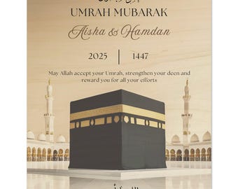 Personalized Umrah Mubarak Wall Art, Islamic Calligraphy Gift, Muslim Umrah gift, Umrah Mubarak gifts, Umrah print, Umrah gifts