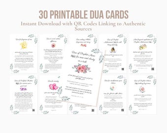 30 Printable Dua Cards: Quran & Hadith Supplications (PDF Downloadable Duas)