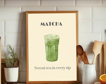 Matcha Latte Art Print: Sereni-tea Cafe Kitchen Decor (PDF Download