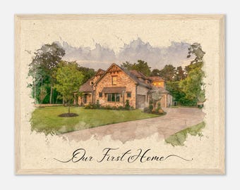 Custom Home Portrait Print | Personalized Wall Art | Gift for Housewarming & Milestones | Family Keepsake | Watercolor Home Print