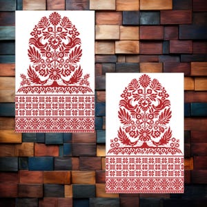 Ukrainian Rushnyk Tree of Life Cross Stitch Pattern PDF — Wedding Monochromatic Stitch Embroidery Designs