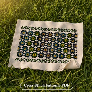 Floral Cross Stitch Pattern PDF — Ukrainian Folk Embroidery Designs — Framed Boho Border Temperature Chart