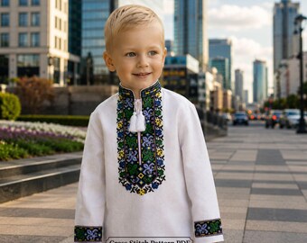 Vyshyvanka Kids Cross Stitch Pattern PDF – Ukrainian Shirt Boys