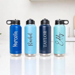 Personalized Stainless Steel Water Bottle – 20oz 32oz 40oz Custom Name, Photo or Monogram, Insulated Sports Travel Gift\ Christmas Gift