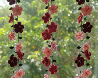 Spring Flower Fall Garland Crochet Pattern, Crochet Door Curtain for Boho Wall Decor