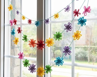 Easy Floral Crochet Garland Pattern PDF – Crochet Curtain Beginner Friendly – Windows Door Decor, Instant PDF Download