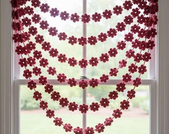 Easy Flower Crochet Garland Pattern PDF – Crochet Curtain Beginner Friendly – Windows Door Decor, Instant PDF Download